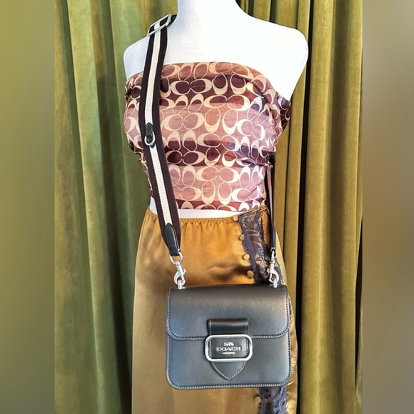 Coach Morgan Black Leather Crossbody Bag - Picture 1 of 15